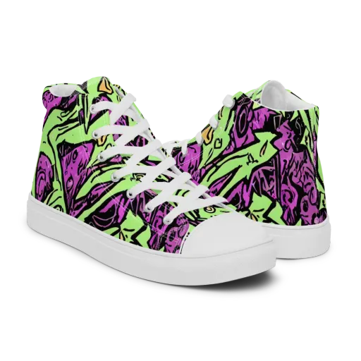 Ink Frenzy on a Men's High Top Canvas Shoes