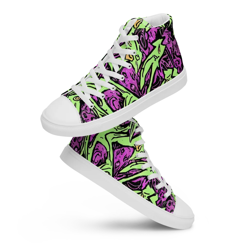 Ink Frenzy on Men's High Top Canvas Shoes — Front
