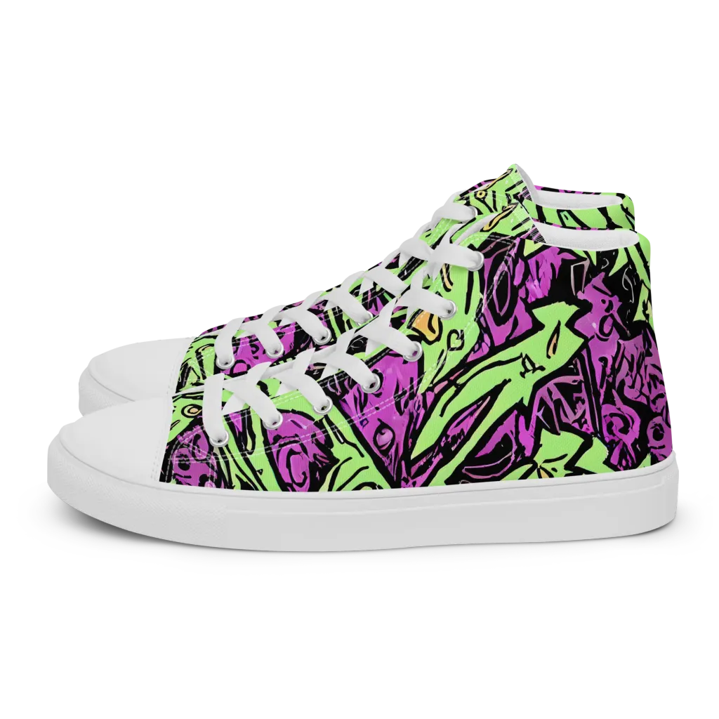 Ink Frenzy on Women's High Top Canvas Shoes — Left
