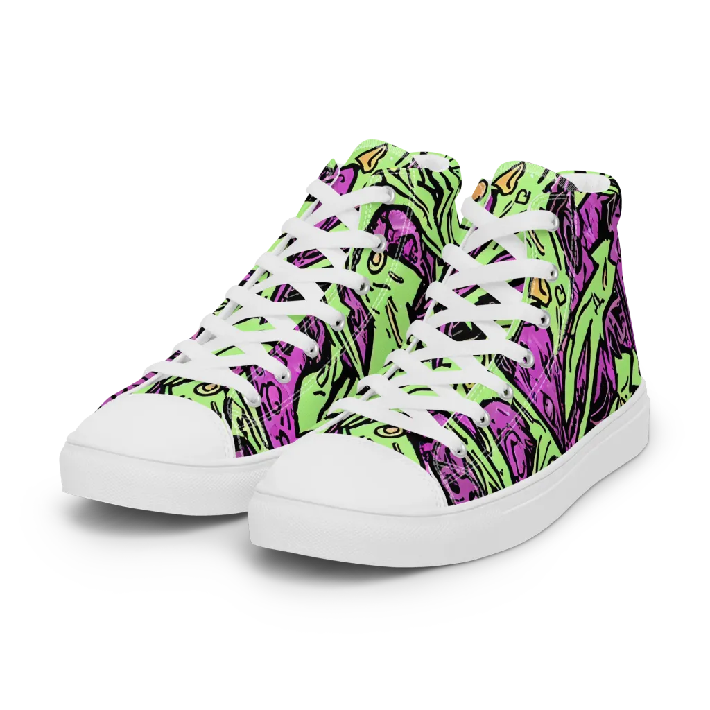 Ink Frenzy on Women's High Top Canvas Shoes — Left Front