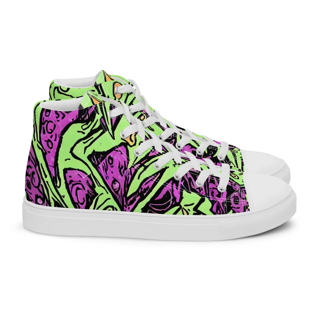 Ink Frenzy on Women's High Top Canvas Shoes — Right