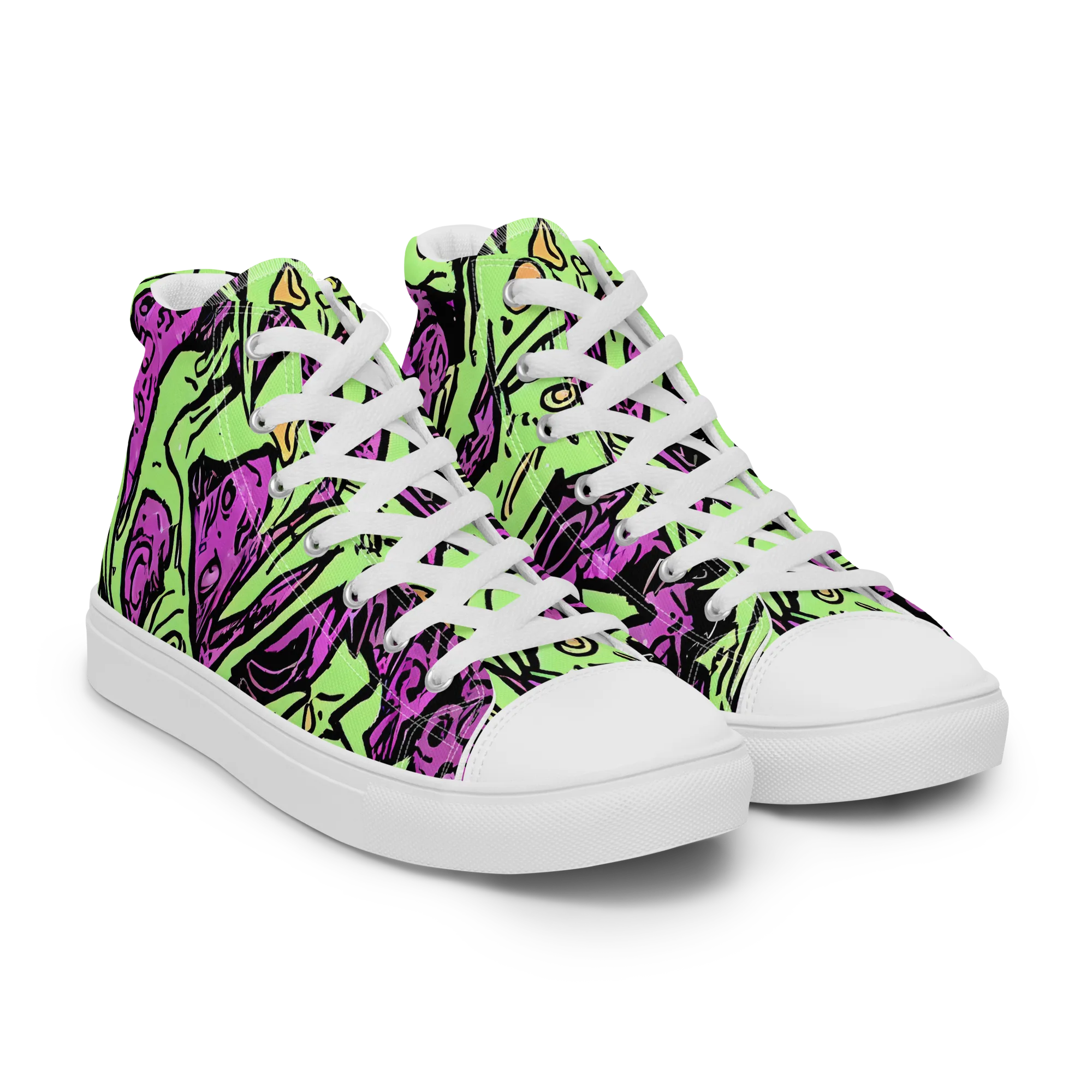 Ink Frenzy on Women's High Top Canvas Shoes — Right Front