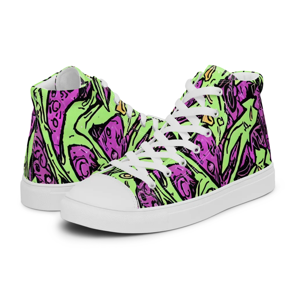 Ink Frenzy on Women's High Top Canvas Shoes — Left