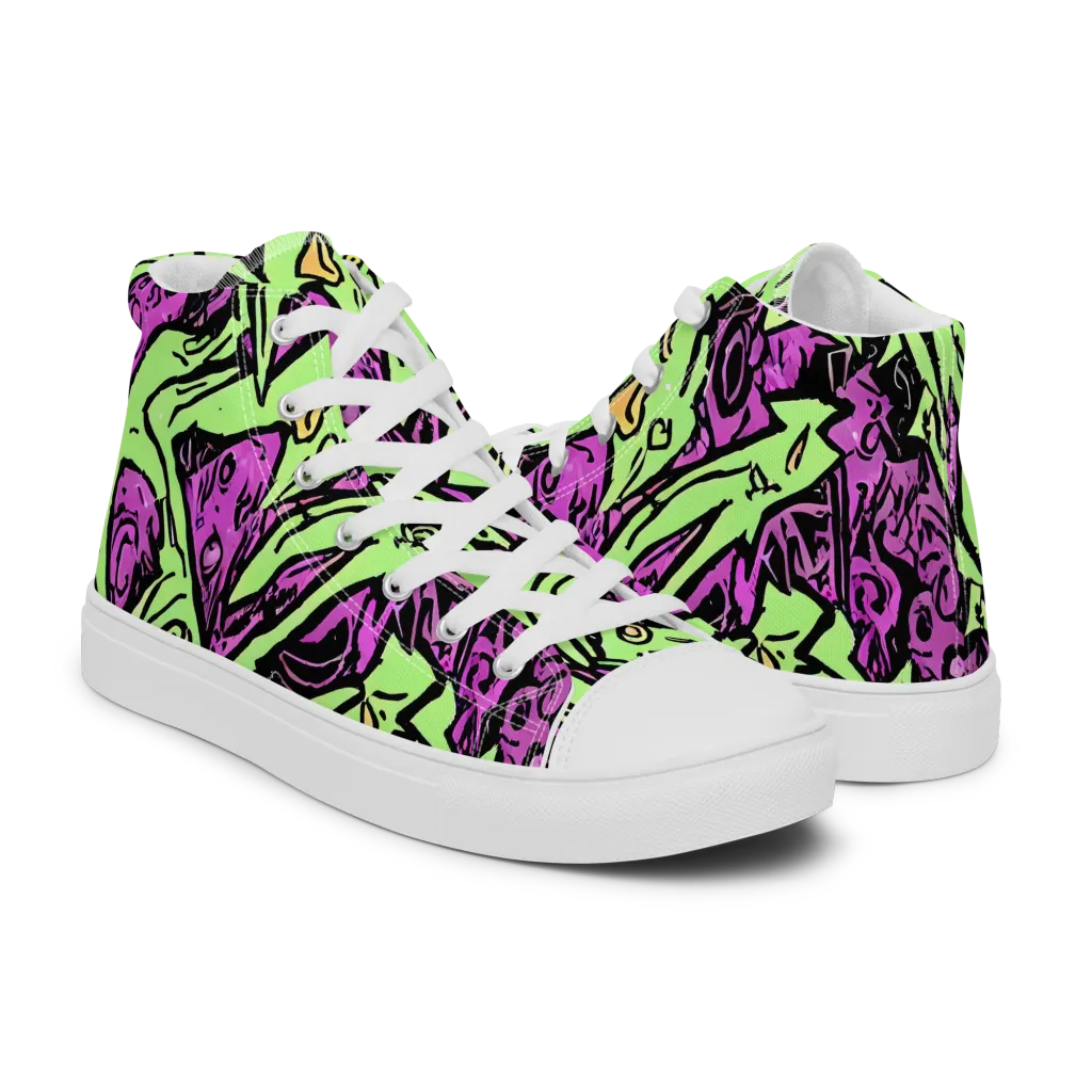 Ink Frenzy on Women's High Top Canvas Shoes — Right