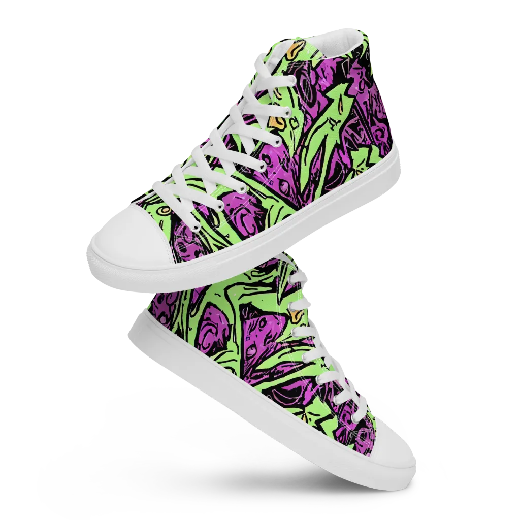 Ink Frenzy on Women's High Top Canvas Shoes — Front