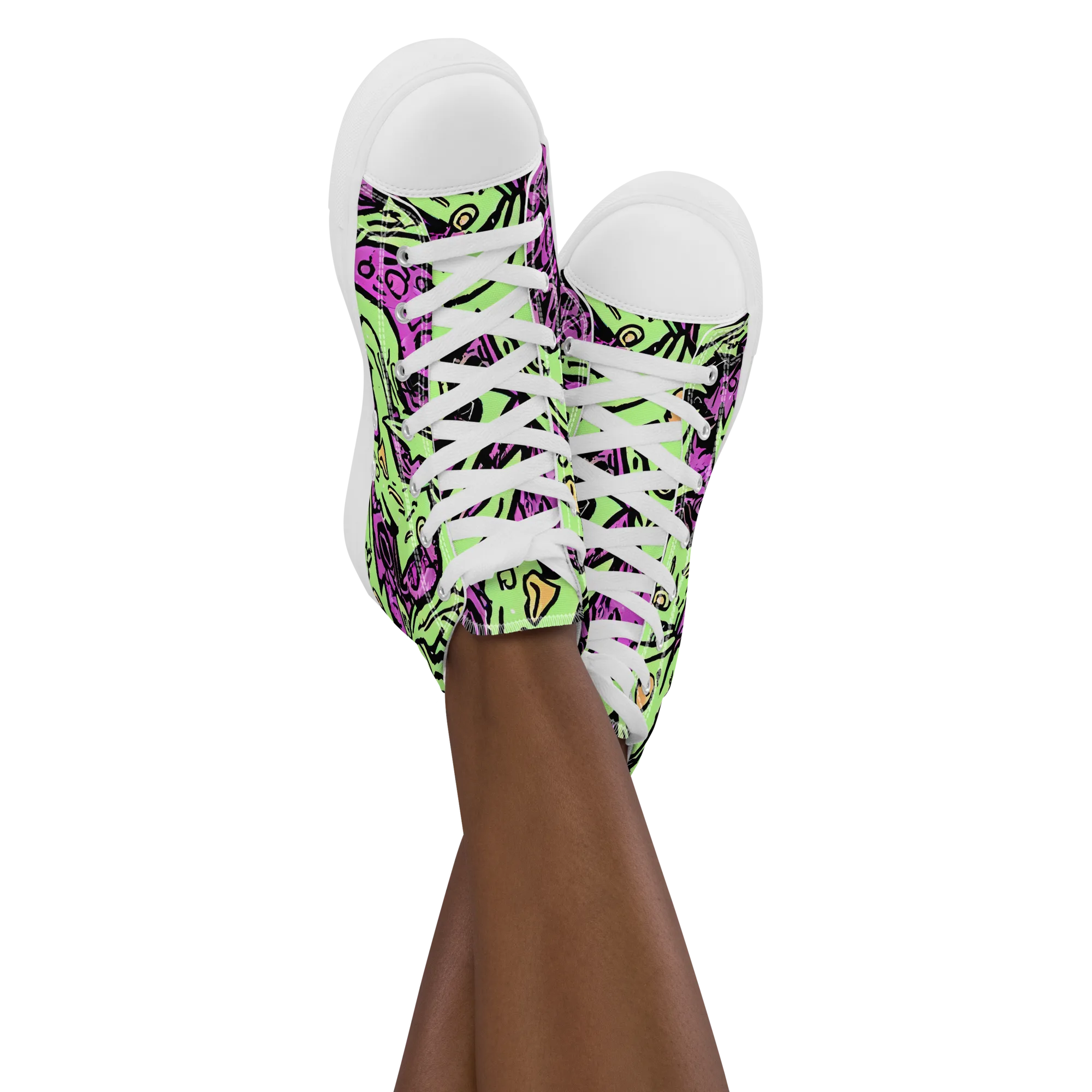Ink Frenzy on Women's High Top Canvas Shoes — Front
