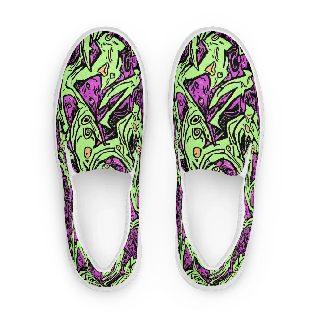 Ink Frenzy on Men's Slip-On Canvas Shoes — Front