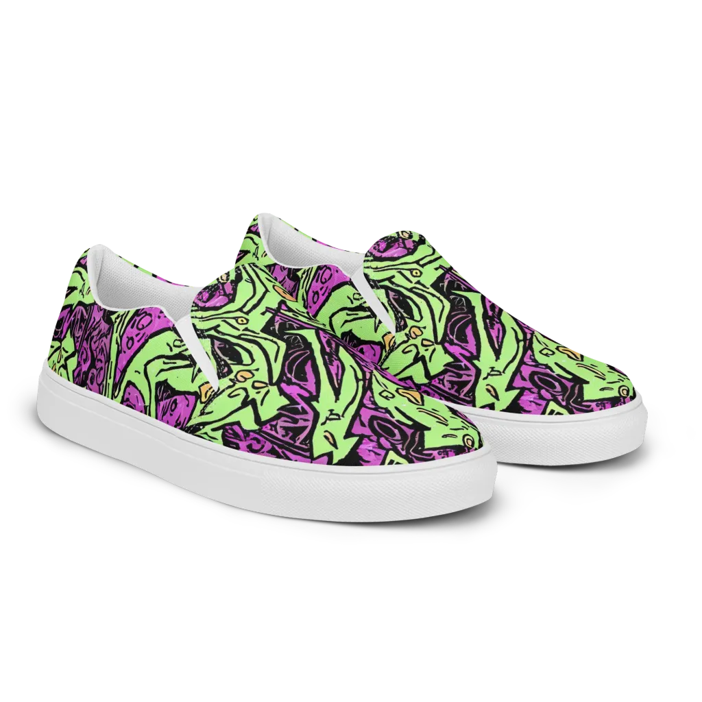 Ink Frenzy on Men's Slip-On Canvas Shoes — Right Front