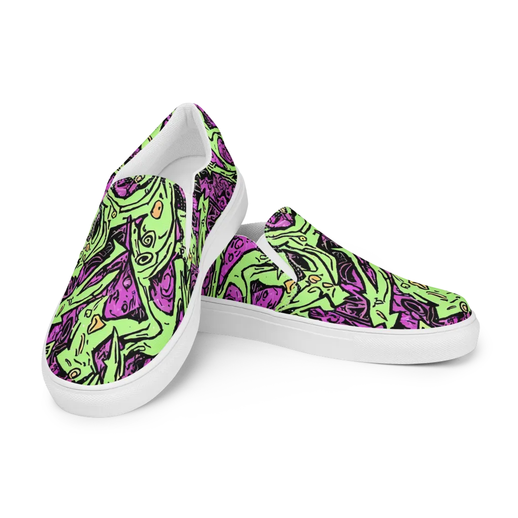 Ink Frenzy on Men's Slip-On Canvas Shoes — Left Front
