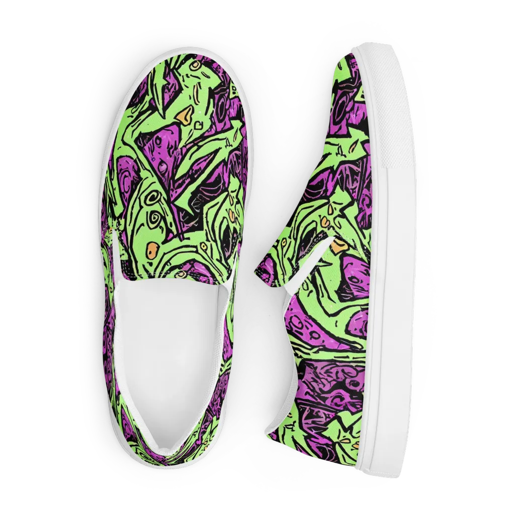 Ink Frenzy on Men's Slip-On Canvas Shoes — Front