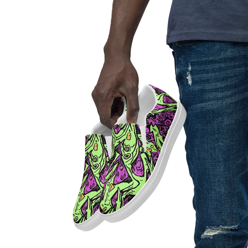 Ink Frenzy on Men's Slip-On Canvas Shoes — Left Front