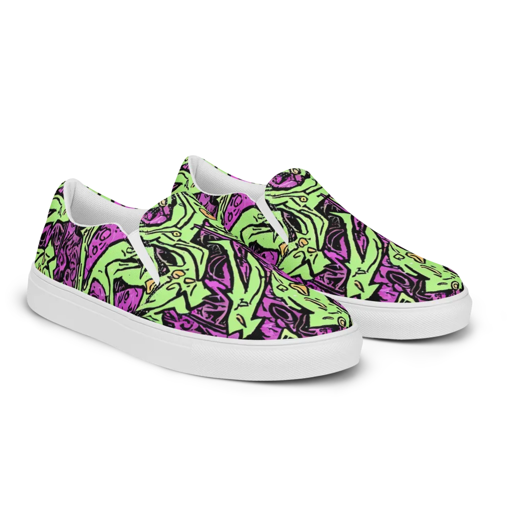 Ink Frenzy on Women's Slip-On Canvas Shoes — Right Front