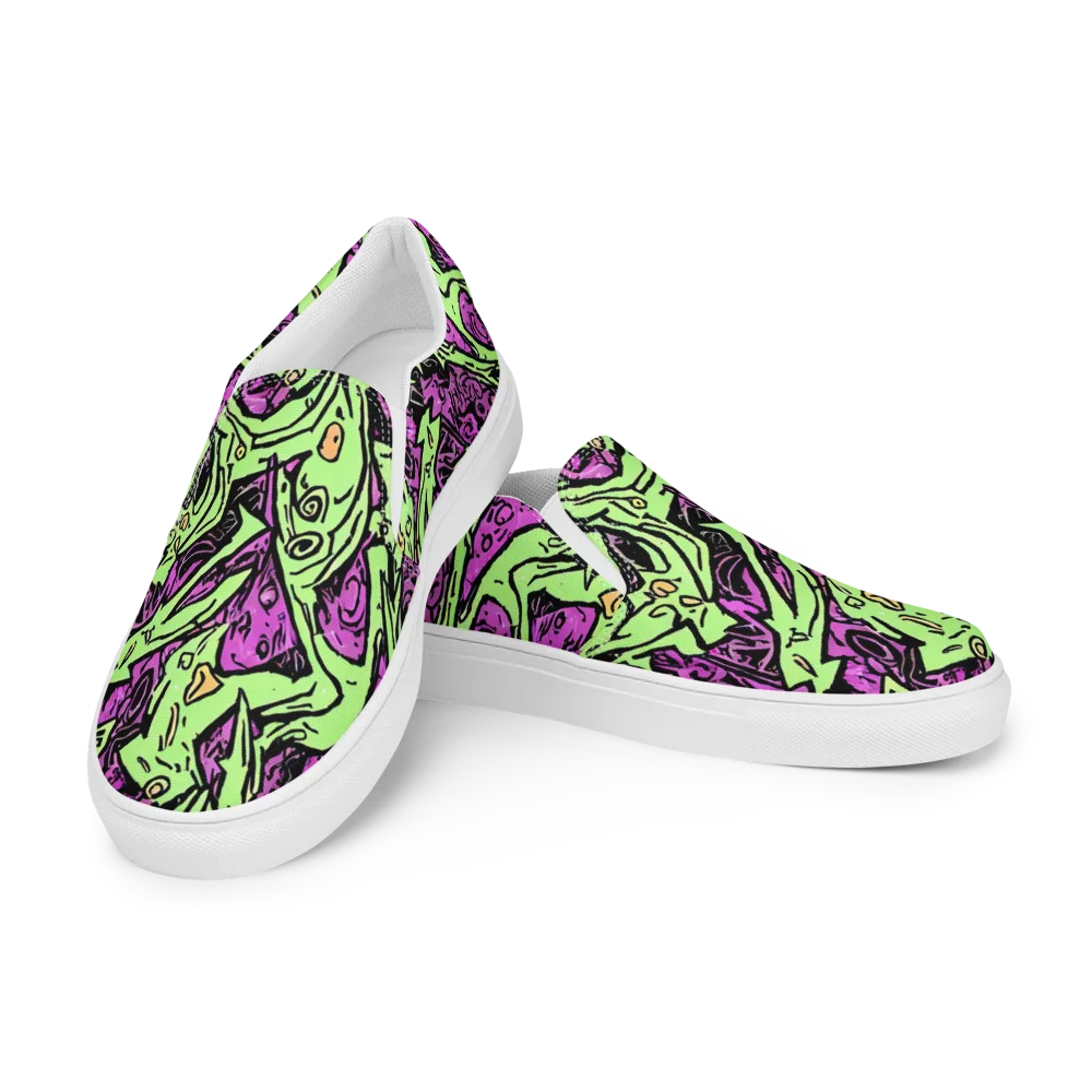 Ink Frenzy on Women's Slip-On Canvas Shoes — Left Front