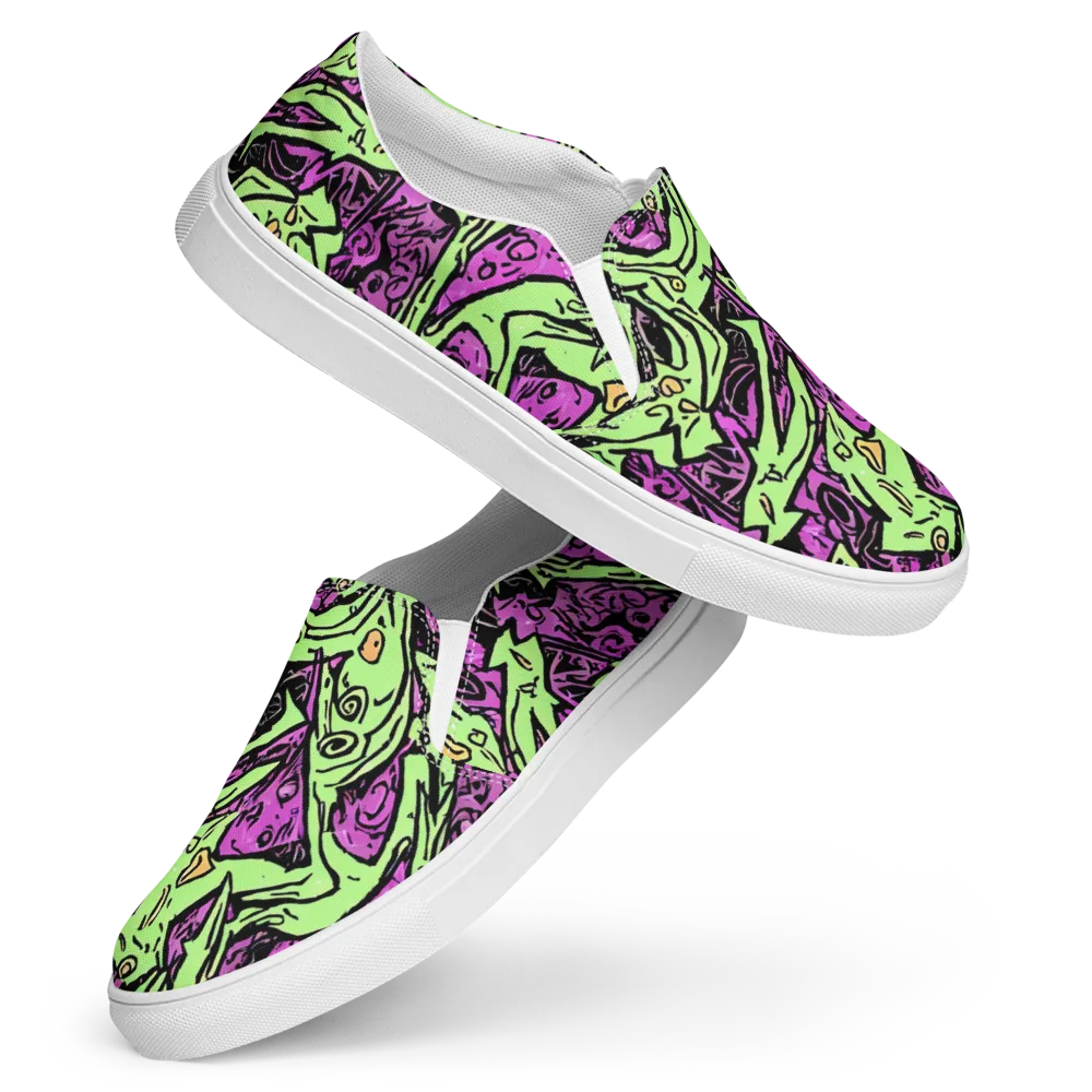 Ink Frenzy on Women's Slip-On Canvas Shoes — Front
