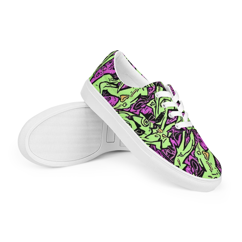Ink Frenzy on Men's Lace-Up Canvas Shoes — Right Front