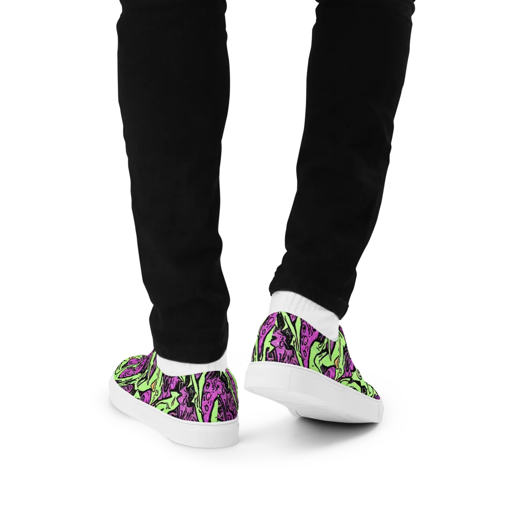 Ink Frenzy on Men's Lace-Up Canvas Shoes — Back