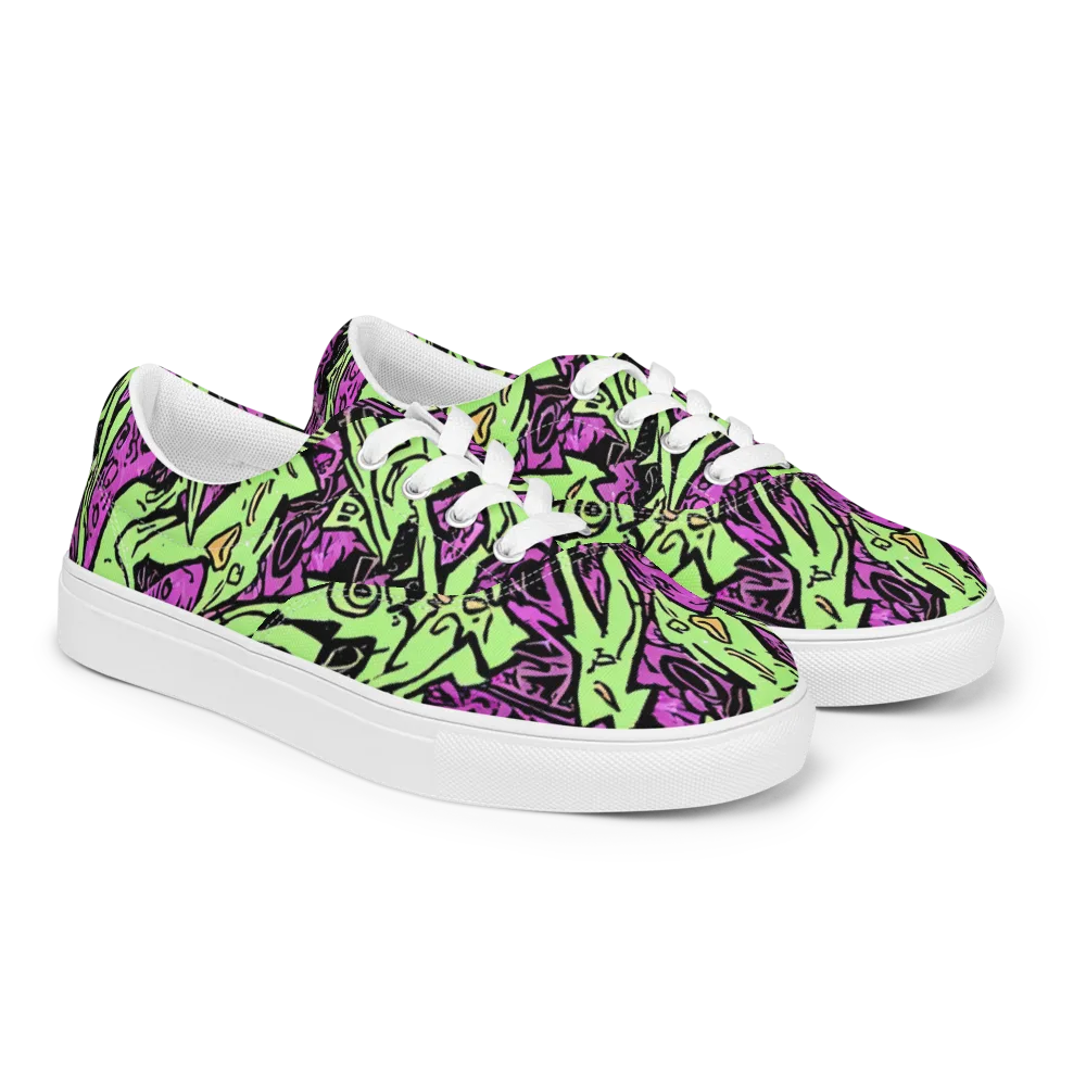 Ink Frenzy on Men's Lace-Up Canvas Shoes — Right Front
