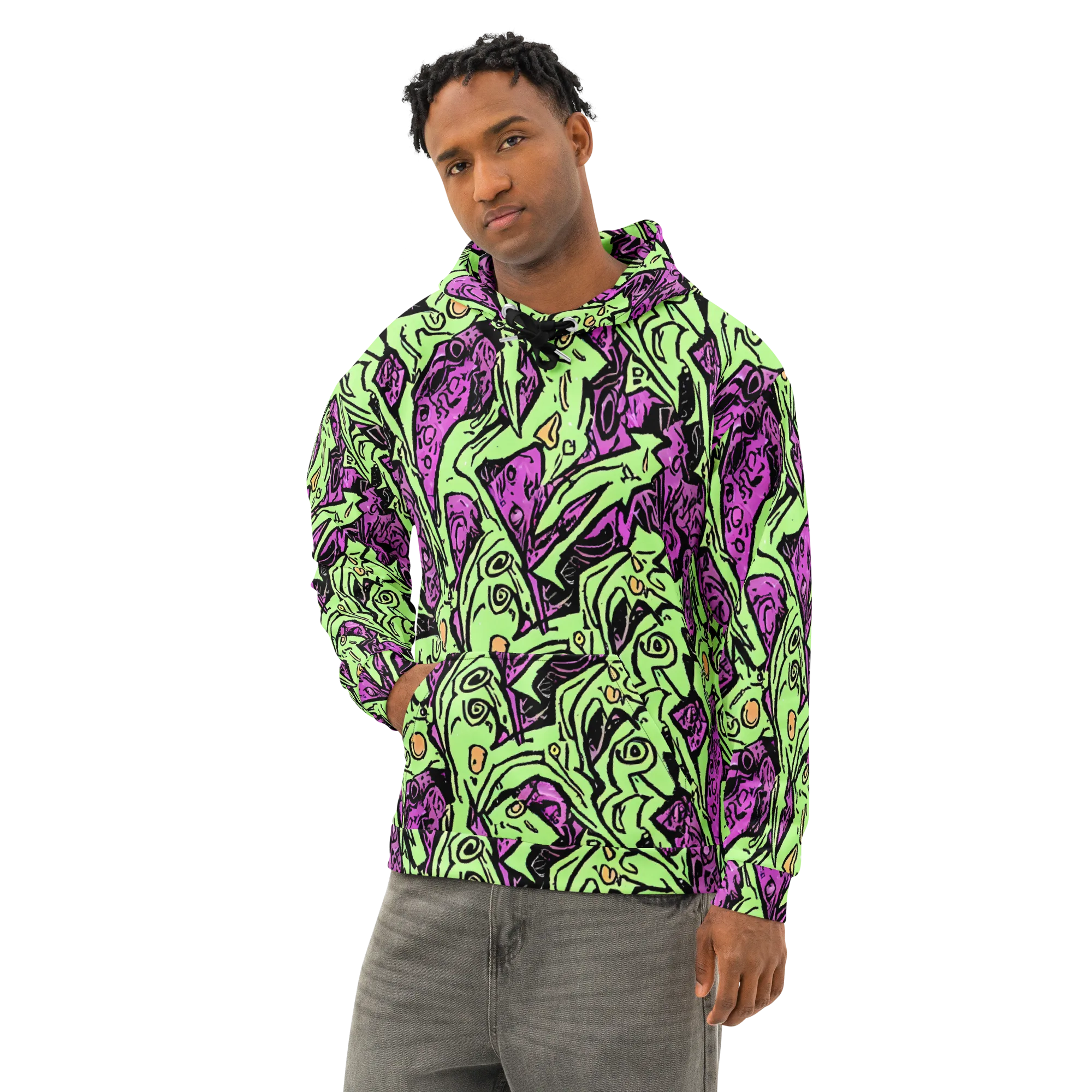 Ink Frenzy on Cotton Hoodie — Left Front
