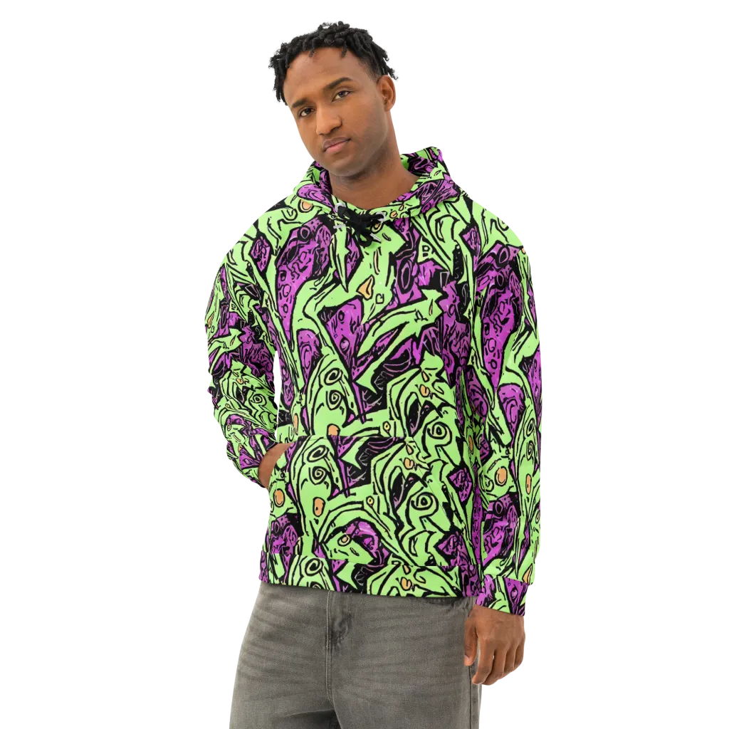 Ink Frenzy on Cotton Hoodie — Left Front