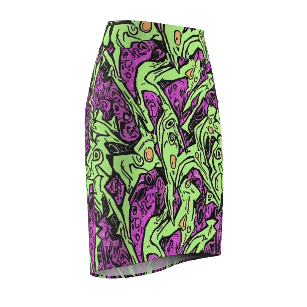 Ink Frenzy on Pencil Skirt — Front Side