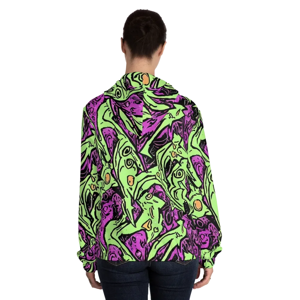 Ink Frenzy on Women's Full-Zip Hoodie — Back On Person