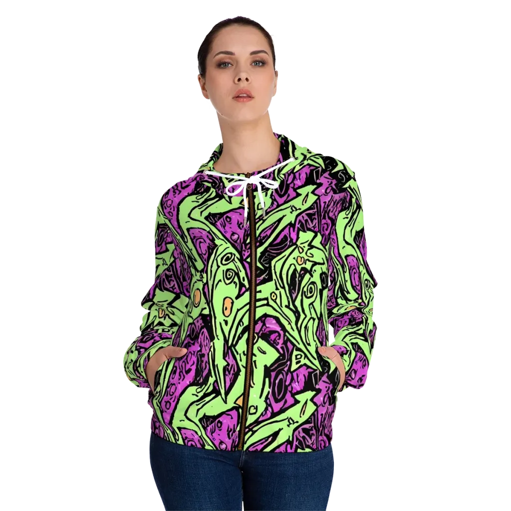 Ink Frenzy on Women's Full-Zip Hoodie — Front On Person