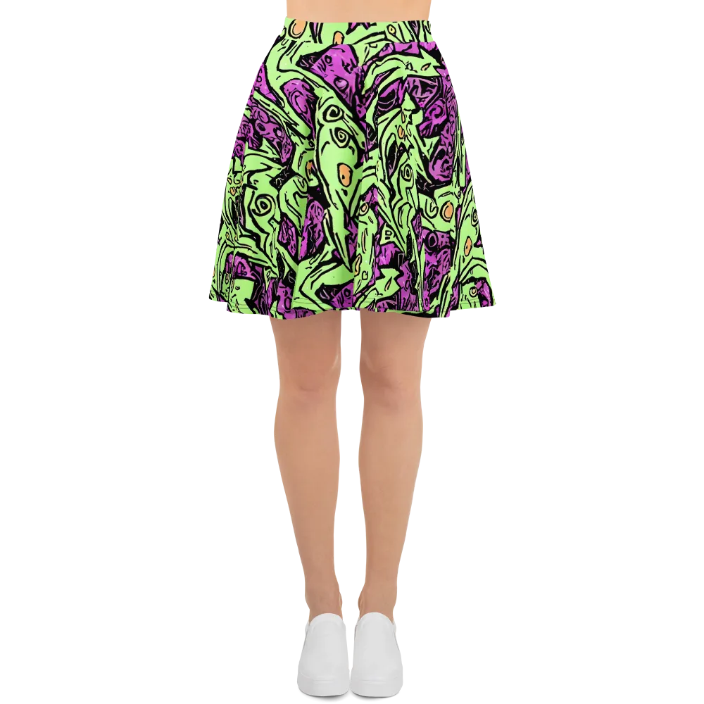 Ink Frenzy on Skater Skirt — Front