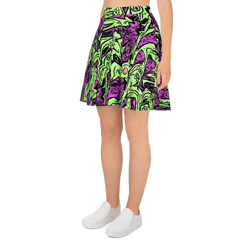 Ink Frenzy on Skater Skirt — Left