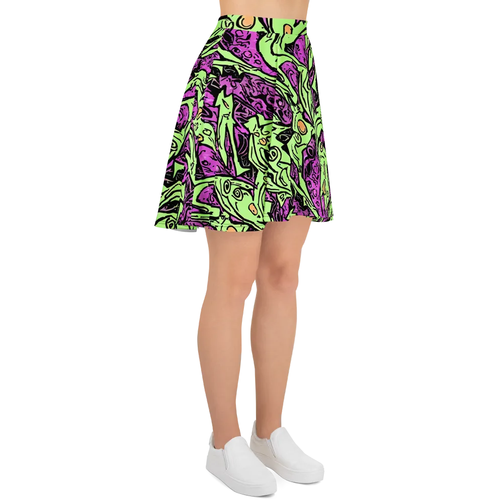 Ink Frenzy on Skater Skirt — Right