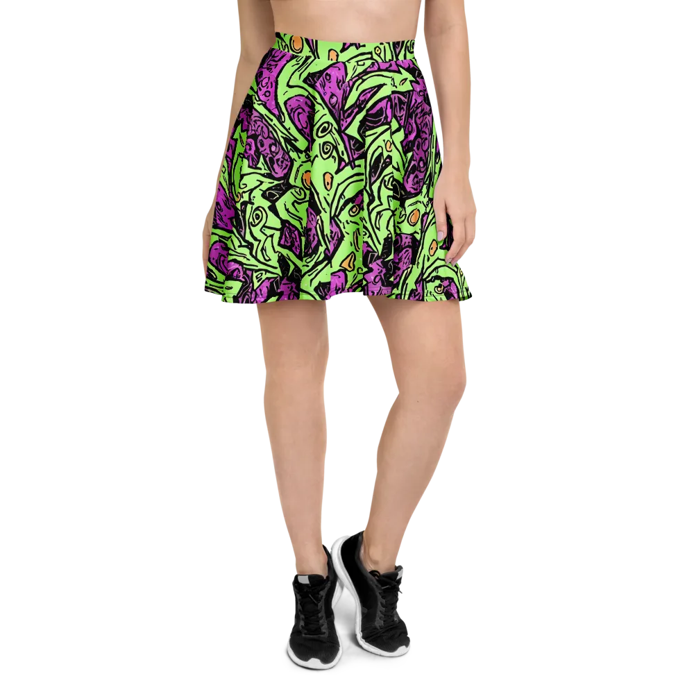 Ink Frenzy on Skater Skirt — Front