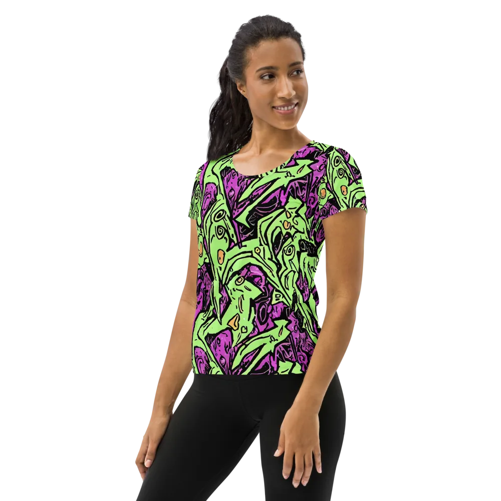 Ink Frenzy on Women's Athletic T-Shirt — Left