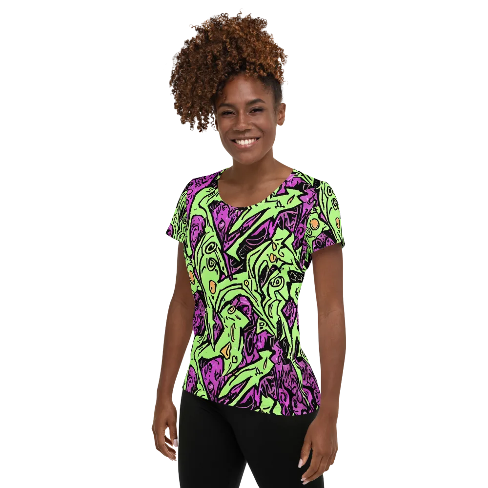 Ink Frenzy on Women's Athletic T-Shirt — Left