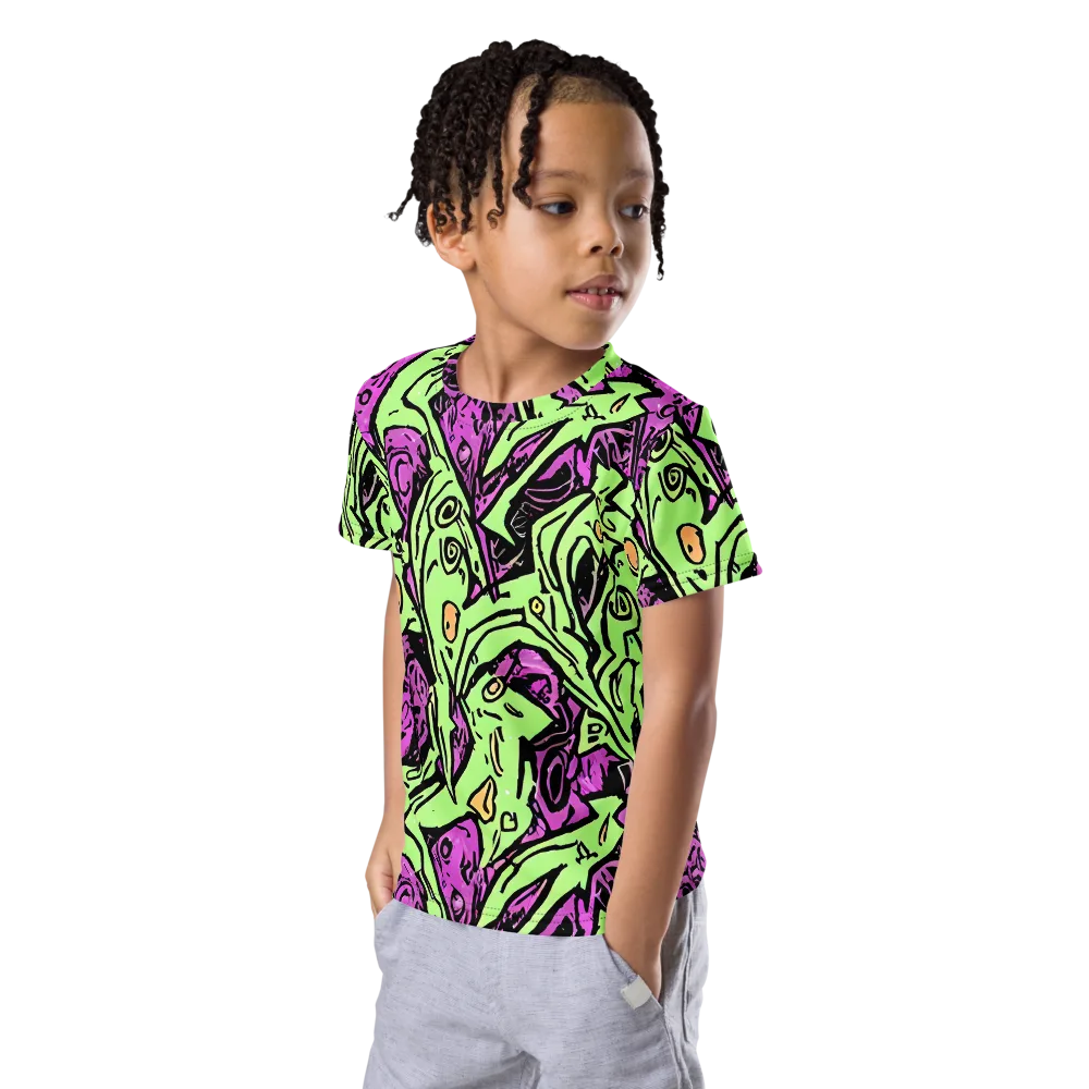 Ink Frenzy on Kids Crew Neck T-Shirt — Left Front