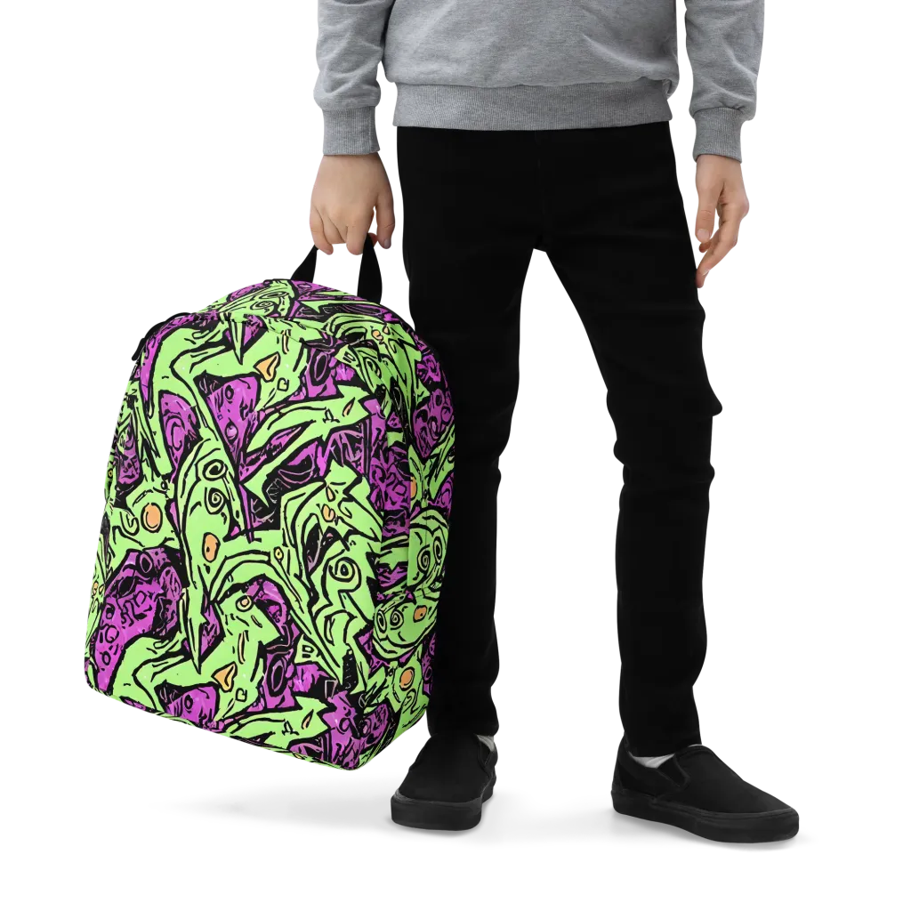 Ink Frenzy on Minimalist Backpack — Zoomed-in