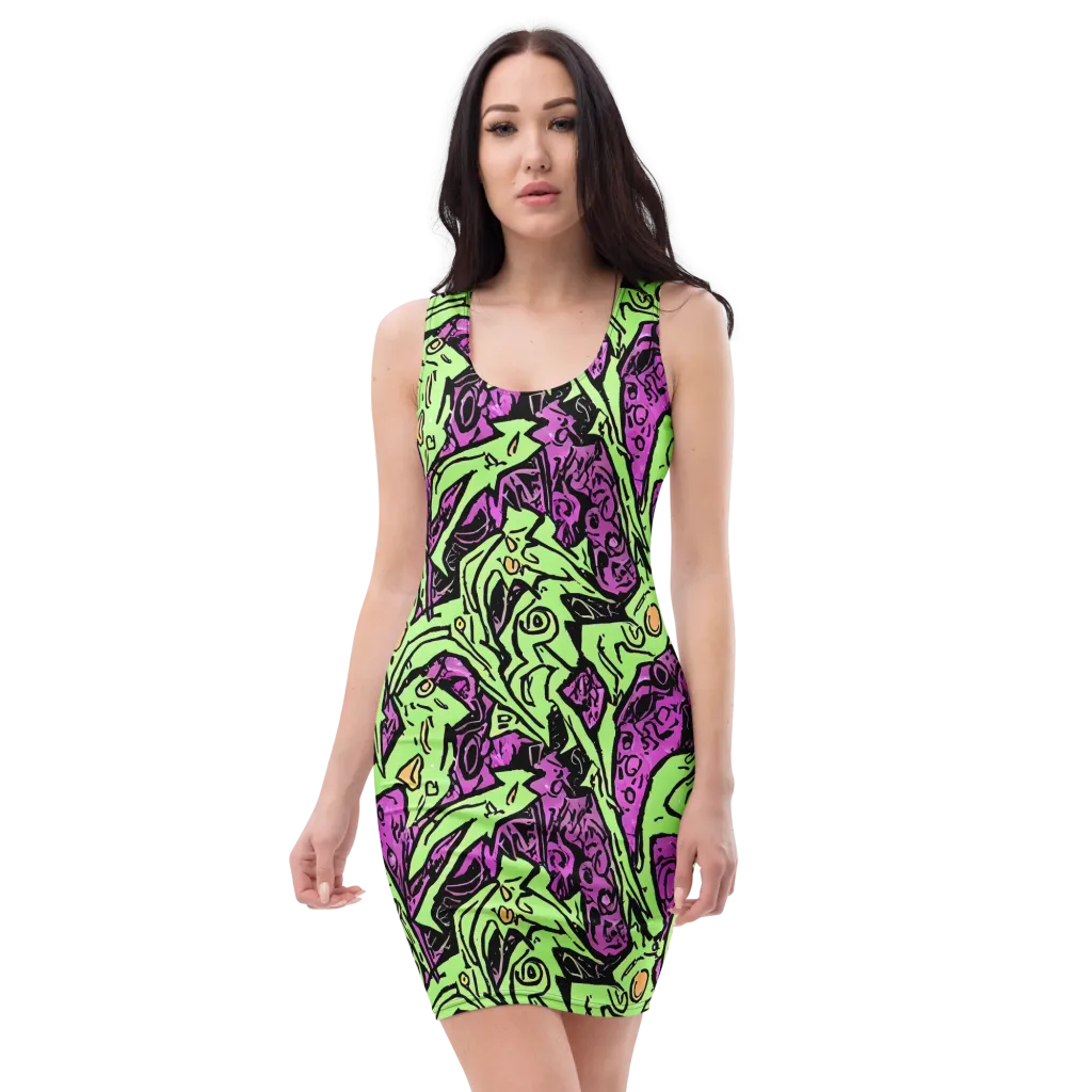 Ink Frenzy on Bodycon Dress — Front