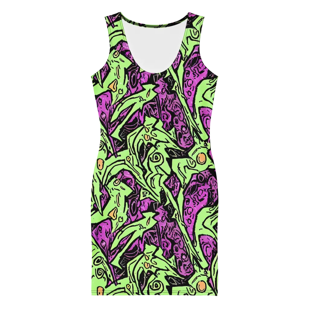 Ink Frenzy on Bodycon Dress — Front