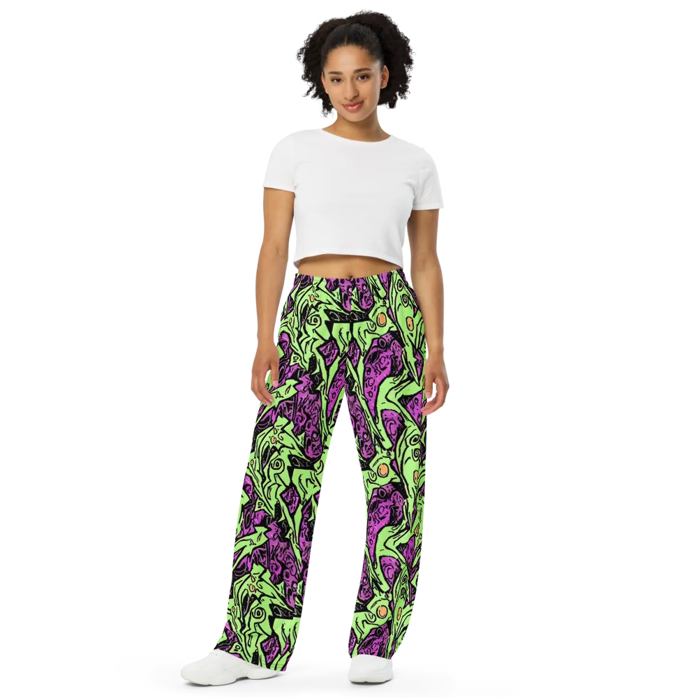 Ink Frenzy on Wide-Leg Pants — Front