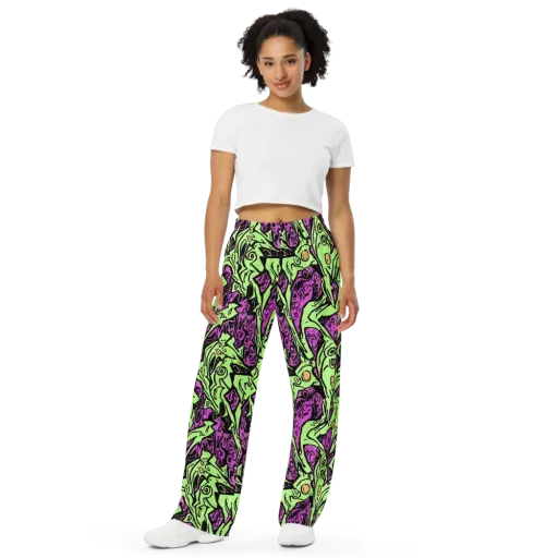 Ink Frenzy on a Wide-Leg Pants