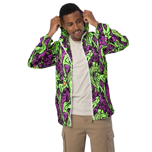 Ink Frenzy on a Men's Windbreaker
