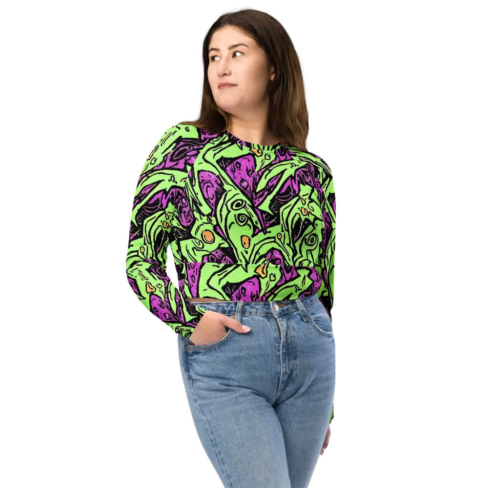Ink Frenzy on Long Sleeve Crop Top — Front