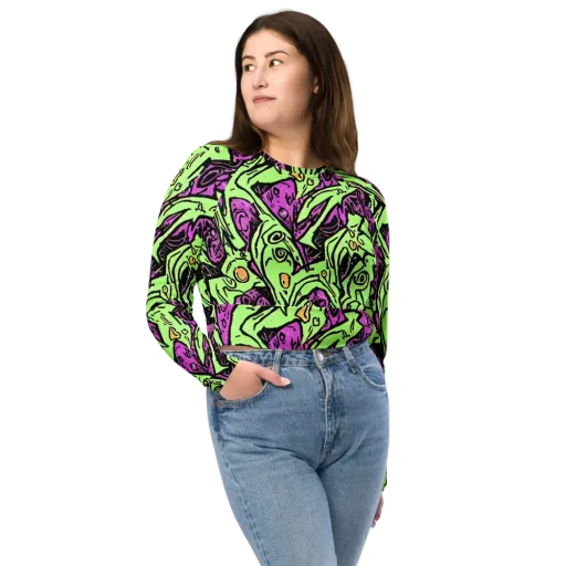Ink Frenzy on a Long Sleeve Crop Top