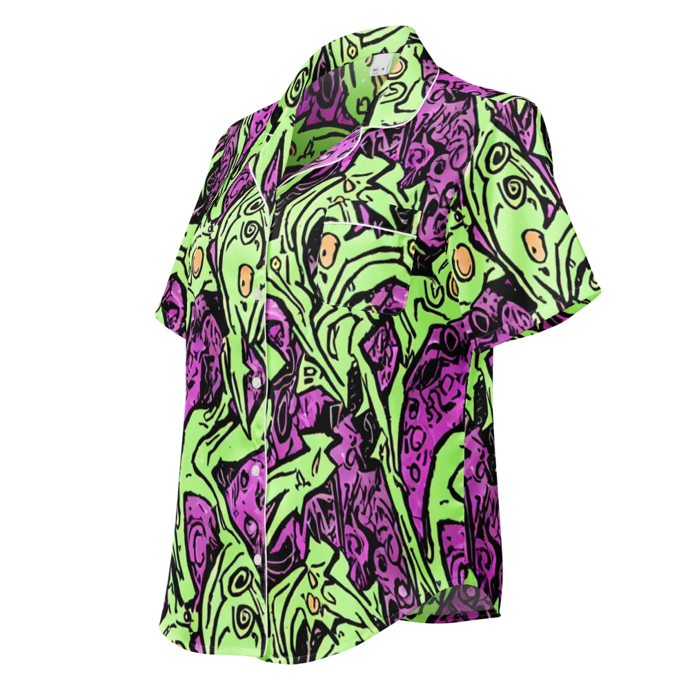 Ink Frenzy on Women's Short Sleeve Pajama Top — Left Front