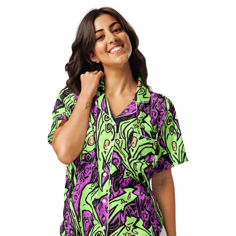 Ink Frenzy on Women's Short Sleeve Pajama Top — Front