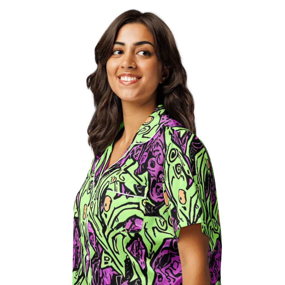 Ink Frenzy on Women's Short Sleeve Pajama Top — Left Front