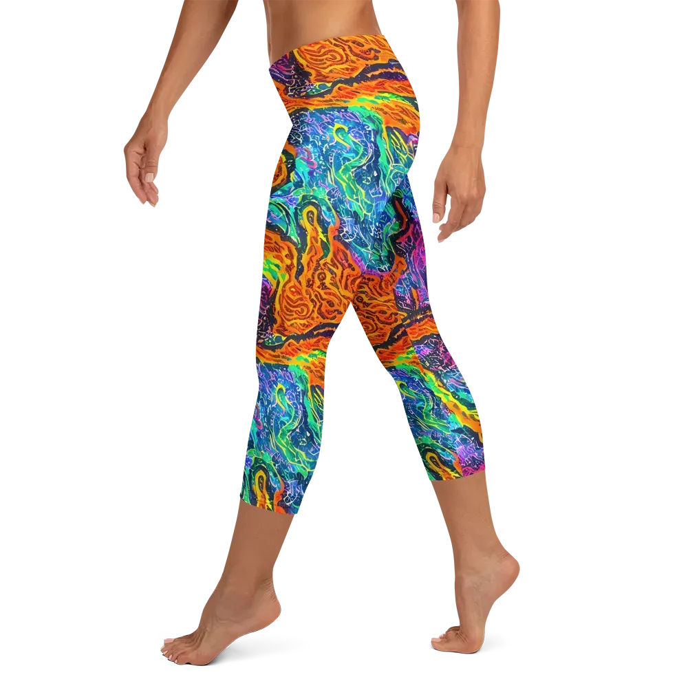 Citrus Abyss on Capri Leggings — Left