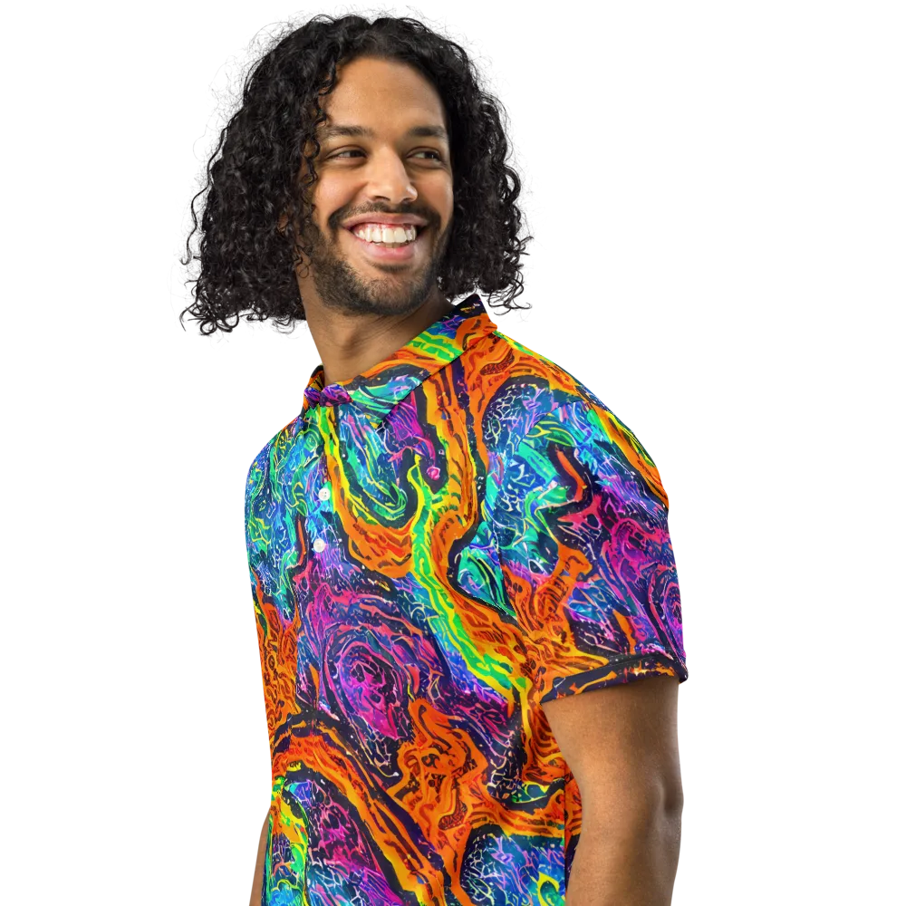 Citrus Abyss on Men's Slim Fit Polo Shirt — Left Front