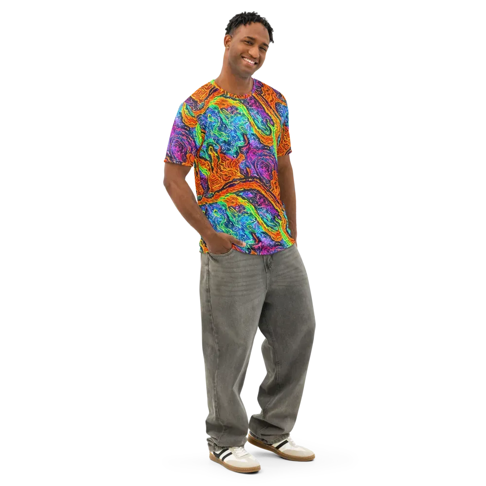 Citrus Abyss on Men's Cotton Crew Neck T-Shirt — Right Front