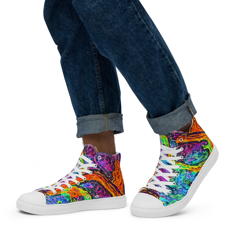 Citrus Abyss on Men's High Top Canvas Shoes — Left