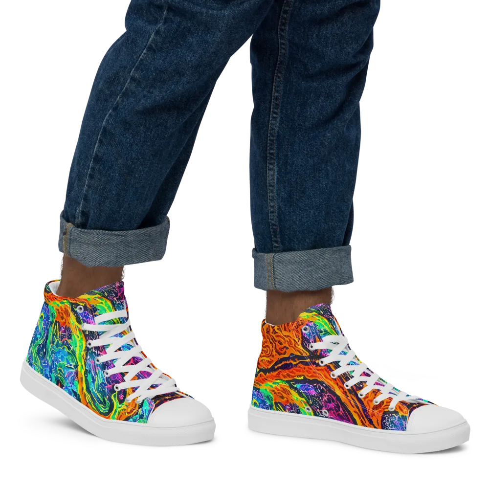 Citrus Abyss on Men's High Top Canvas Shoes — Right