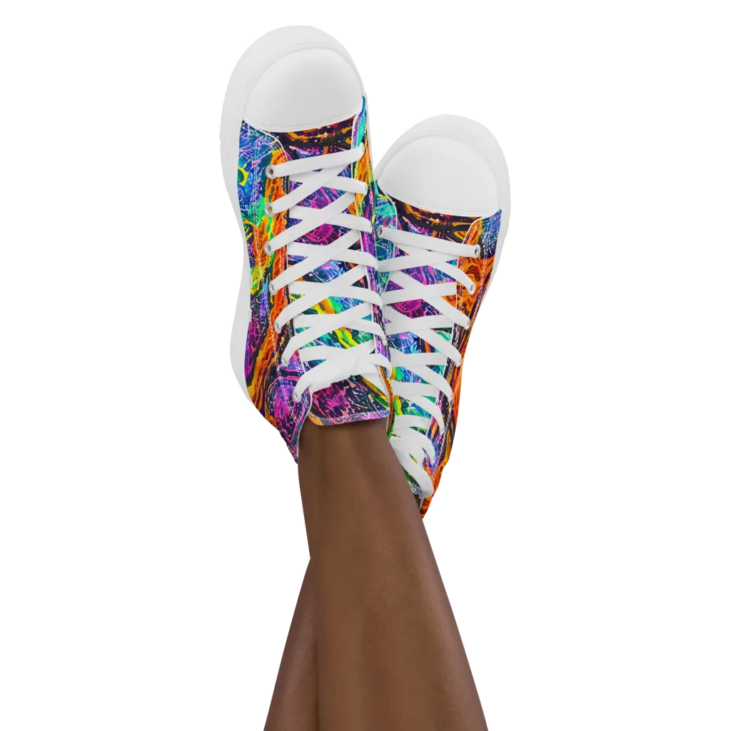 Citrus Abyss on Women's High Top Canvas Shoes — Front